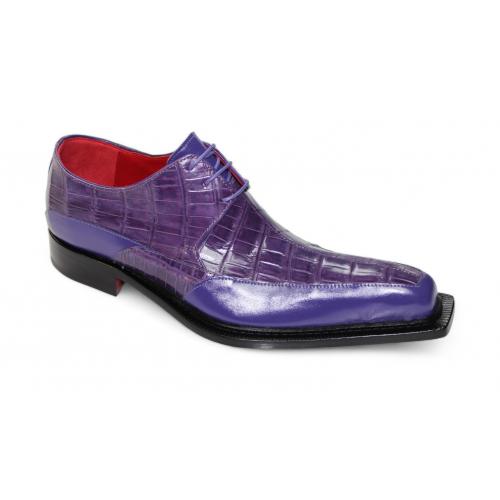 Fennix Italy "Frank" Purple Genuine Alligator / Italian Calfskin Leather Lace-Up Oxford Dress Shoes.